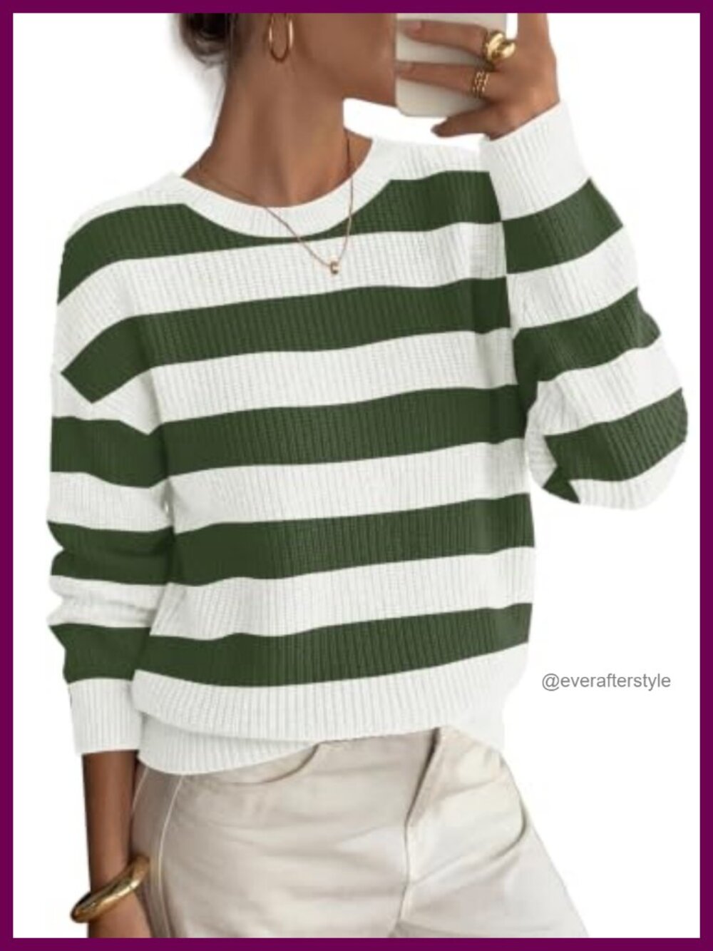 Women's Chunky Ribbed Knit Crew Neck Long Sleeve Pullover Sweater